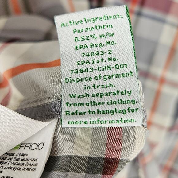 ExOfficio Insect Shield Plaid Button Up Shirt XL Long Sleeve Outdoor Hiking Fish - Picture 10 of 14